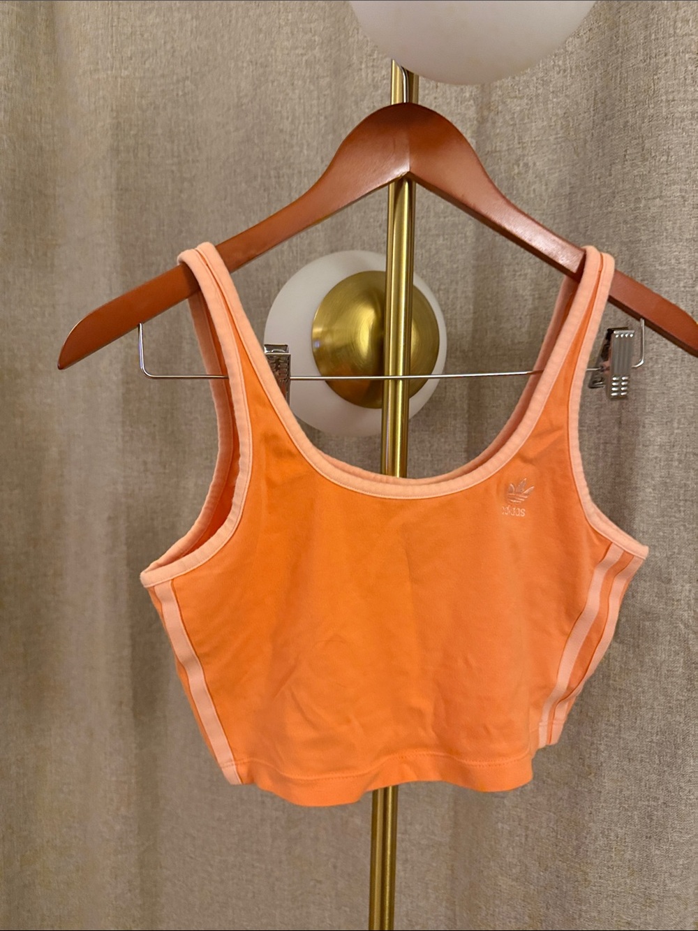 adidas Orange Crop Sports Bra with Peach Trim